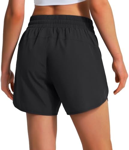 Ksmien Women's 5" Athletic Running Shorts Quick Dry Lightweight Workout Gym Shorts With Zipper Pockets UPF 50+