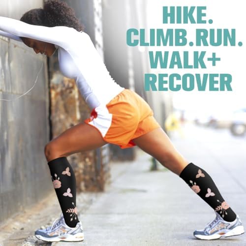 Laite Hebe Compression Socks For Women & Men Circulation(6 Pairs)-Graduated Supports Socks For Running Athletic Sports