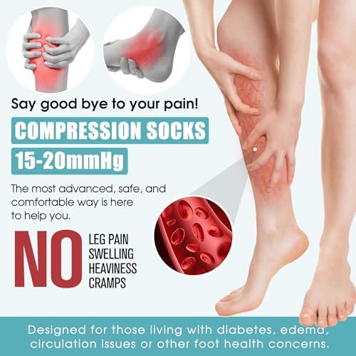 Laite Hebe Compression Socks For Women & Men Circulation(6 Pairs)-Graduated Supports Socks For Running Athletic Sports