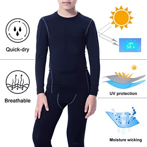 LANBAOSI Boys & Girls Long Sleeve Compression Shirts And Pant 2 Pcs Set