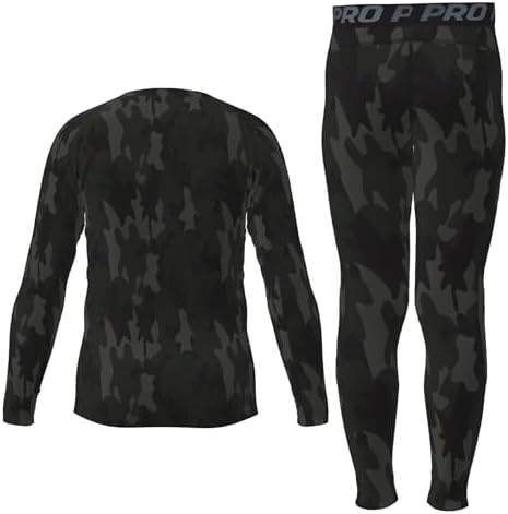 LANBAOSI Youth Boys Long Sleeve Compression Shirt Leggings Football Thermal Tops Tights Base Layer Set Athletic Undershirt