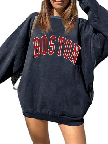 Langwyqu Women's Oversized Sweatshirt Los Angeles California Crewneck Long Sleeve Casual Loose Pullover Tops