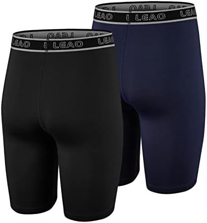 LEAO Youth Boys Compression Shorts 2-pack Performance Athletic Underwear Sports Boxer Briefs
