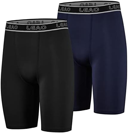 LEAO Youth Boys Compression Shorts 2-pack Performance Athletic Underwear Sports Boxer Briefs