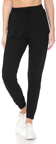 Leggings Depot Women's Jogger Track Cuff Sweatpants With Pockets For Yoga Workout