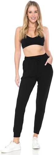 Leggings Depot Women's Jogger Track Cuff Sweatpants With Pockets For Yoga Workout