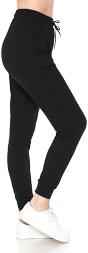Leggings Depot Women's Jogger Track Cuff Sweatpants with Pockets for Yoga Workout