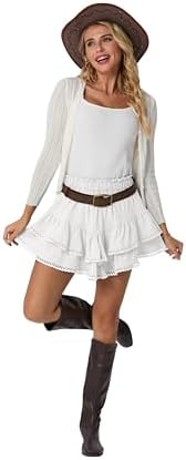 Lepunuo Boho Shorts For Women High Waisted Ruffle Tiered Flowy Skirts With Shorts Underneath Western Skorts
