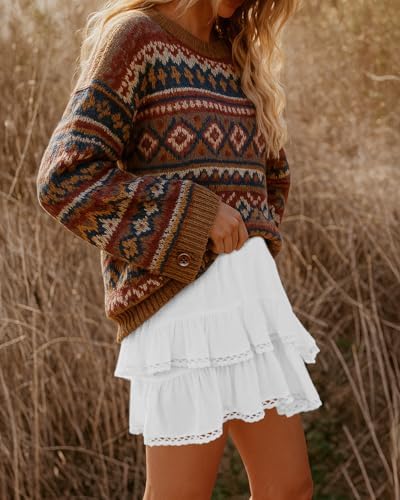 Lepunuo Boho Shorts For Women High Waisted Ruffle Tiered Flowy Skirts With Shorts Underneath Western Skorts