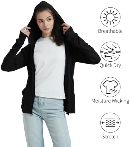 LETAOTAO Womens' Lightweight Zip Up Hoodies Stretch Thin Summer Jackets For Women