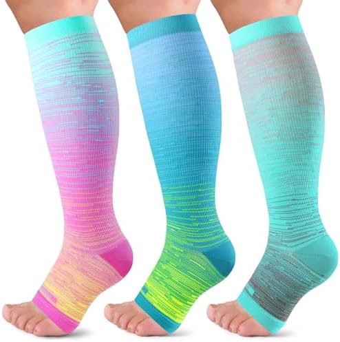 LEVSOX Open Toe Compression Socks for Women & Men 20-30mmHg Toeless Sock Knee High Support Stockings for Circulation Nurses Pregnant Travel