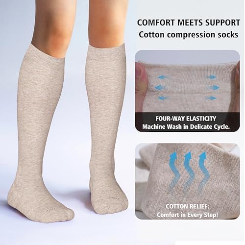 LEVSOX Thick Cotton Compression Socks For Women&Men 20-30mmHg Knee High Cute Support Sock For Nurses Pregnancy Travel