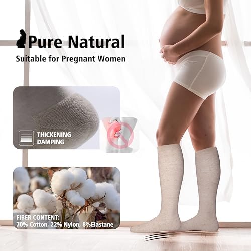 LEVSOX Thick Cotton Compression Socks For Women&Men 20-30mmHg Knee High Cute Support Sock For Nurses Pregnancy Travel