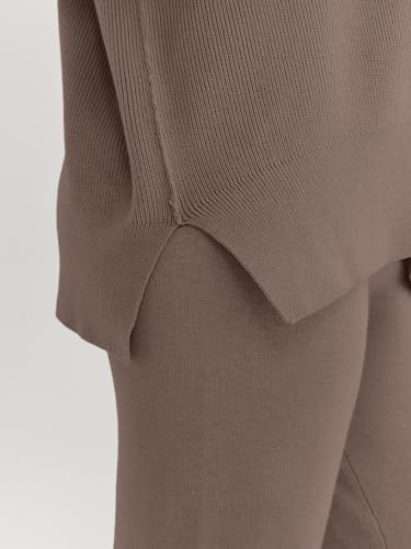 LILLUSORY Women 2 Piece Outfits Sweatsuit Oversized Knit Pullover Sweater Tops Wide Leg Pants Lounge Set