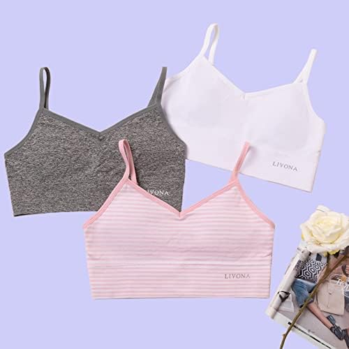 Livona 6 Pack Sports Bras For Girls - Padded Crop Cami Tank Top (6-14)