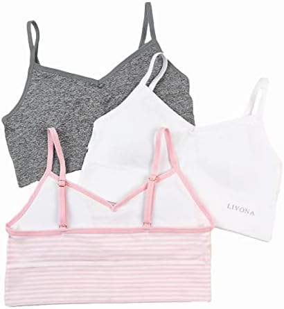 Livona 6 Pack Sports Bras For Girls - Padded Crop Cami Tank Top (6-14)