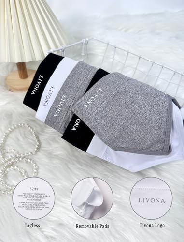 Livona Racerback Training Bra For Girls- 6 Pack Seamless Sports Bra Padded Everyday Bra Bralette Crop Cami Tank Top (6-14)