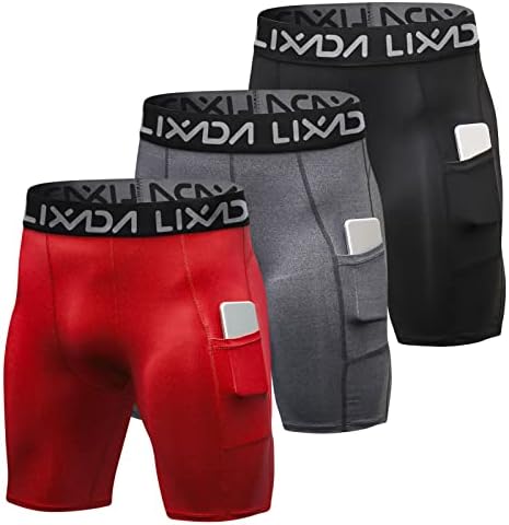 Lixada Men's Compression Shorts Pants 3Packs Performance Sports Baselayer Cool Dry Tights Active Workout Underwear