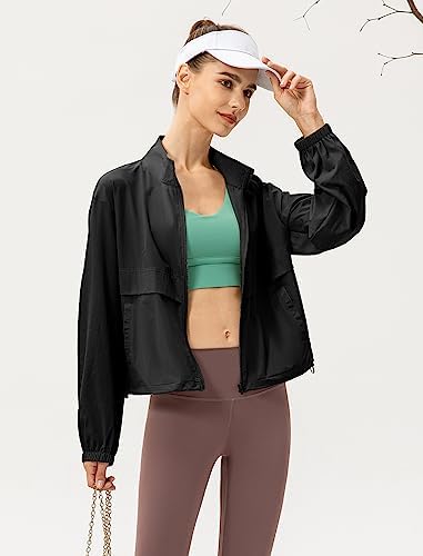 Locachy Women's Lightweight Zip Up Athletic Jacket Stand Collar Windproof Sun Protection Workout Outdoor Jacket