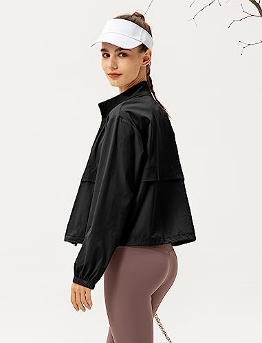 Locachy Women's Lightweight Zip Up Athletic Jacket Stand Collar Windproof Sun Protection Workout Outdoor Jacket