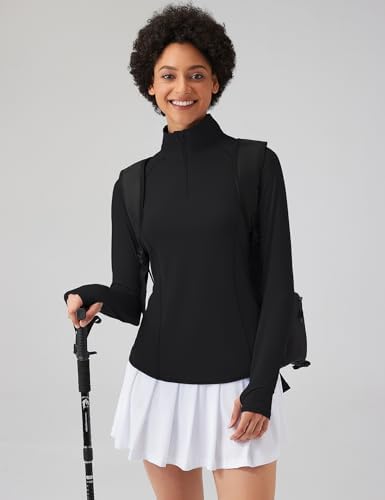 LOMON Women Long Sleeve Shirts Sun Protection 1/4 Zip Summer Quick Dry Hiking Shirts Quarter Zip Pullover For Women