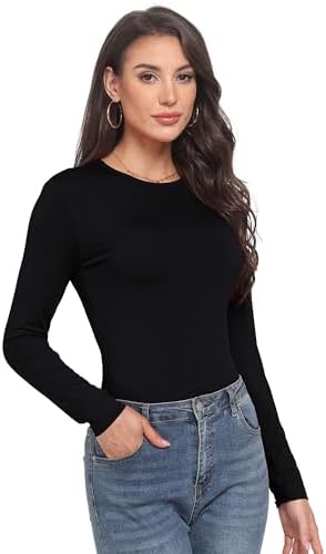 Long Sleeve Shirts For Women Crew Neck Lightweight Slim Fit Fall Going Out Tops Underscrub Winter Clothes