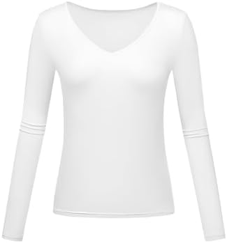 Long Sleeve Underscrub Baselayer Shirts for Women V Neck Casual Tops