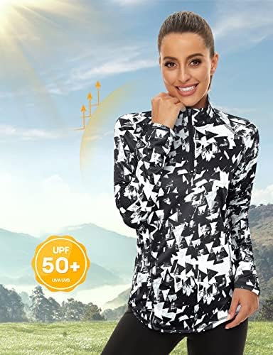 LURANEE Womens UPF 50+ Long Sleeve 1/4 Zip Pullover Athletic Hiking Running Workout Tops