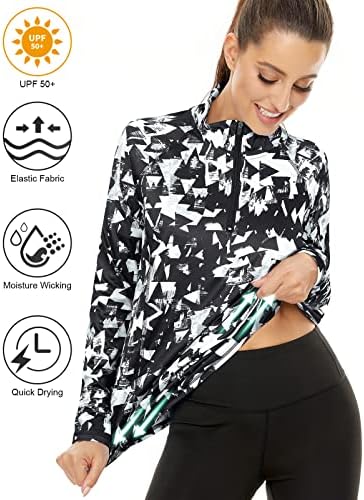 LURANEE Womens UPF 50+ Long Sleeve 1/4 Zip Pullover Athletic Hiking Running Workout Tops
