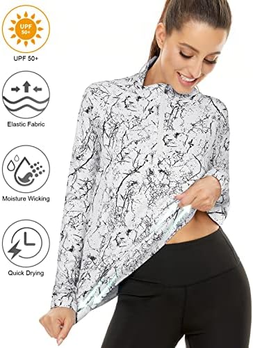 LURANEE Womens UPF 50+ Long Sleeve 1/4 Zip Pullover Athletic Hiking Running Workout Tops