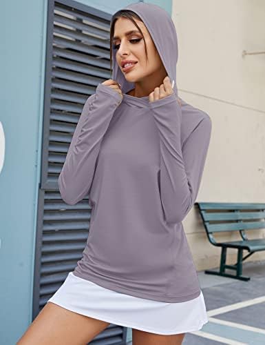LUYAA Women's UPF 50+ Sun Protection Hoodie Breathable Stretch Hiking Shirts Long Sleeve For Running Outdoor Workout