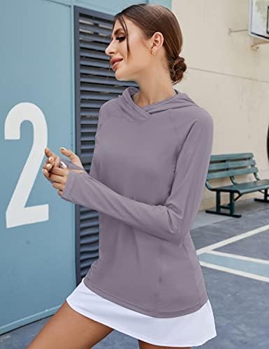 LUYAA Women's UPF 50+ Sun Protection Hoodie Breathable Stretch Hiking Shirts Long Sleeve For Running Outdoor Workout