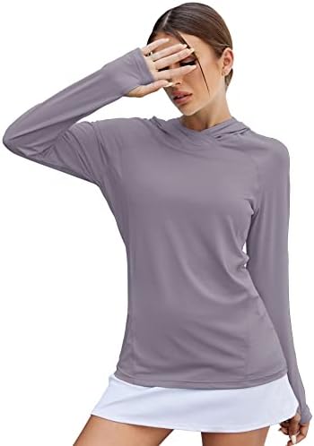 LUYAA Women's UPF 50+ Sun Protection Hoodie Breathable Stretch Hiking Shirts Long Sleeve for Running Outdoor Workout