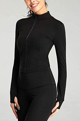 Lviefent Womens Lightweight Full Zip Running Track Jacket Workout Slim Fit Yoga Sportwear With Thumb Holes