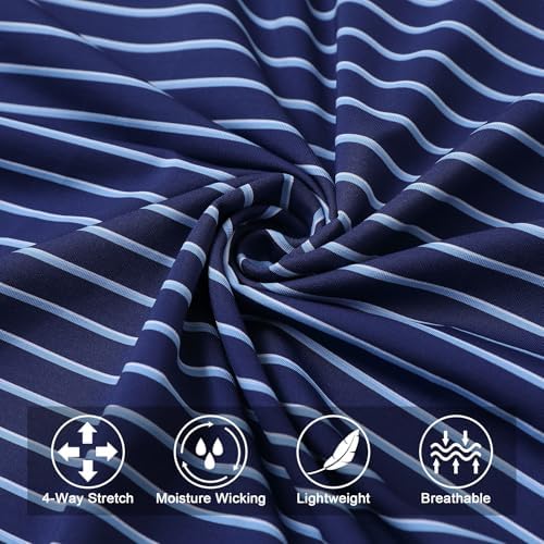 M MAELREG Boys' Polo Shirt Striped Short Sleeve Moisture Wicking Performance Stretch Active Casual Collared Kids Golf Shirt