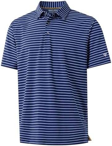 M MAELREG Boys' Polo Shirt Striped Short Sleeve Moisture Wicking Performance Stretch Active Casual Collared Kids Golf Shirt