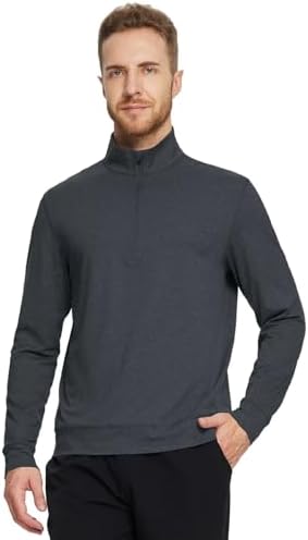 M MAELREG Quarter Zip Pullover Men Moisture Wicking Performance Heather Midlayer Golf 1/4 Zip Pullover Mens Sweatshirt