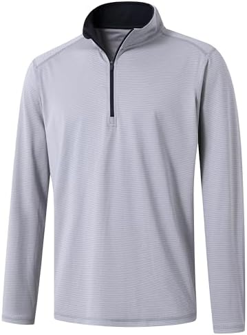 M MAELREG Quarter Zip Pullover Men Performance Dry Fit Stripe Mock Neck Midlayer Golf 1/4 Zip Pullover Mens Sweatshirt