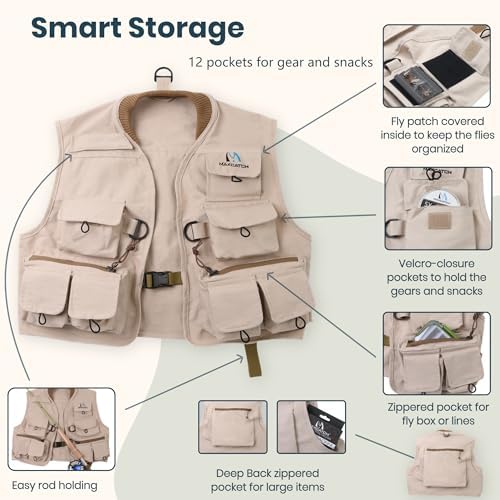 M MAXIMUMCATCH Maxcatch Kids Fly Fishing Vest Youth Vest Pack 100% Cotton