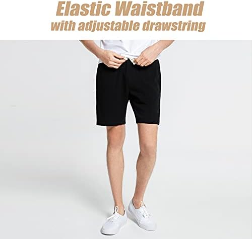 Maamgic Mens Sweat Shorts 7" Above Knee Workout Gym Shorts Lounge Shorts With Zipper Pockets