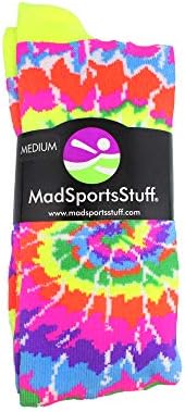 MadSportsStuff Crazy Tie Dye Socks For Softball Soccer Volleyball Tall Over The Calf Athletic Socks Fun Neon Colors