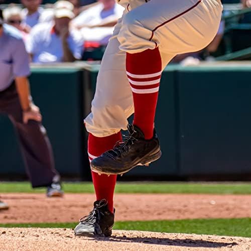 MadSportsStuff Dugout Striped Baseball Socks Softball Youth And Adult For Boys Girls Men Women Over The Calf Length