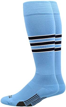 MadSportsStuff Dugout Striped Baseball Socks Softball Youth and Adult for Boys Girls Men Women Over the Calf Length