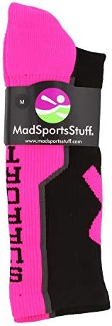 MadSportsStuff Pink Ribbon Breast Cancer Awareness Support Crew Socks For Football Volleyball Boys Girls Men Women Youth