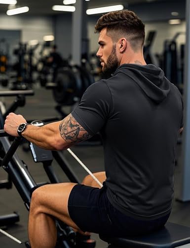 MAGCOMSEN Men's Short Sleeve Hoodie Cotton Hooded T Shirts Lightweight Sweatshirt Hoodies Pullover