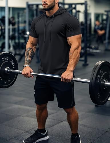 MAGCOMSEN Men's Short Sleeve Hoodie Cotton Hooded T Shirts Lightweight Sweatshirt Hoodies Pullover