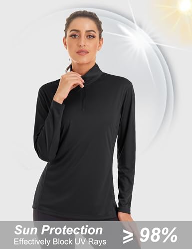 MAGCOMSEN Women's Shirts Long Sleeve 1/4 Zip UPF50+ UV Sun Protection Quick Dry Workout Hiking Athletic Shirts Rash Guard