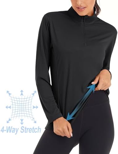 MAGCOMSEN Women's Shirts Long Sleeve 1/4 Zip UPF50+ UV Sun Protection Quick Dry Workout Hiking Athletic Shirts Rash Guard