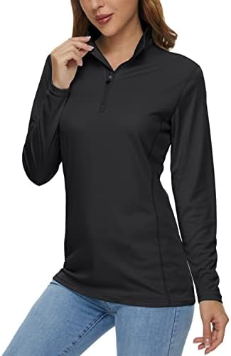 MAGCOMSEN Women's Shirts Long Sleeve 1/4 Zip UPF50+ UV Sun Protection Quick Dry Workout Hiking Athletic Shirts Rash Guard
