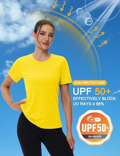 MAGCOMSEN Women's Short Sleeve T-Shirts UPF 50+ Sun Protection Quick Dry Athletic Running Workout Rash Guard Tops